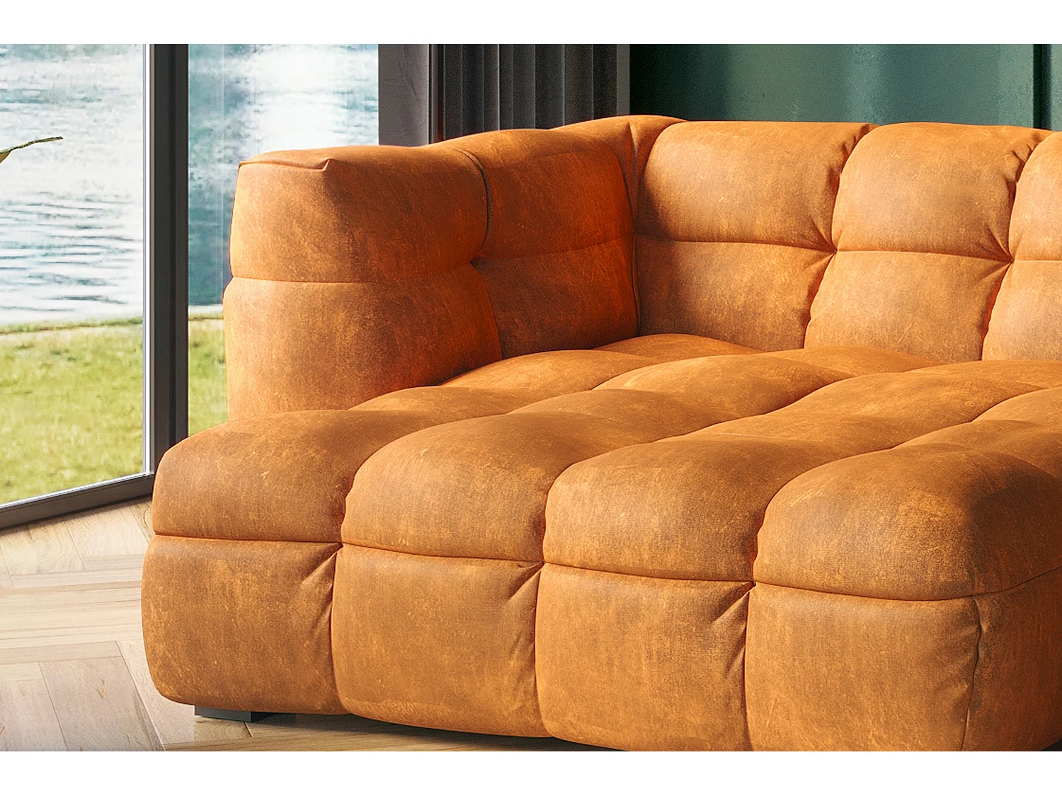 Ecksofa - Gold Velvet - ROSARIO