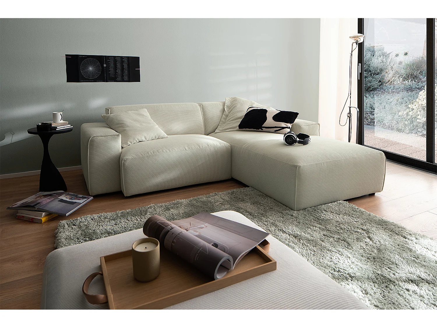 Ecksofa - Beige Cord - RANI