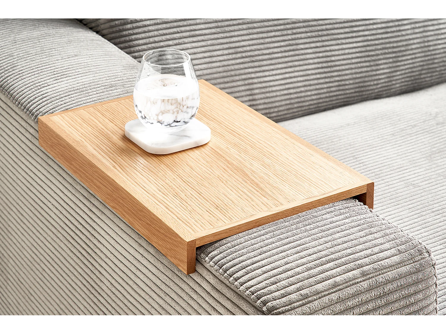 Canapé extra large - gris clair Velours côtelé - MADELINE