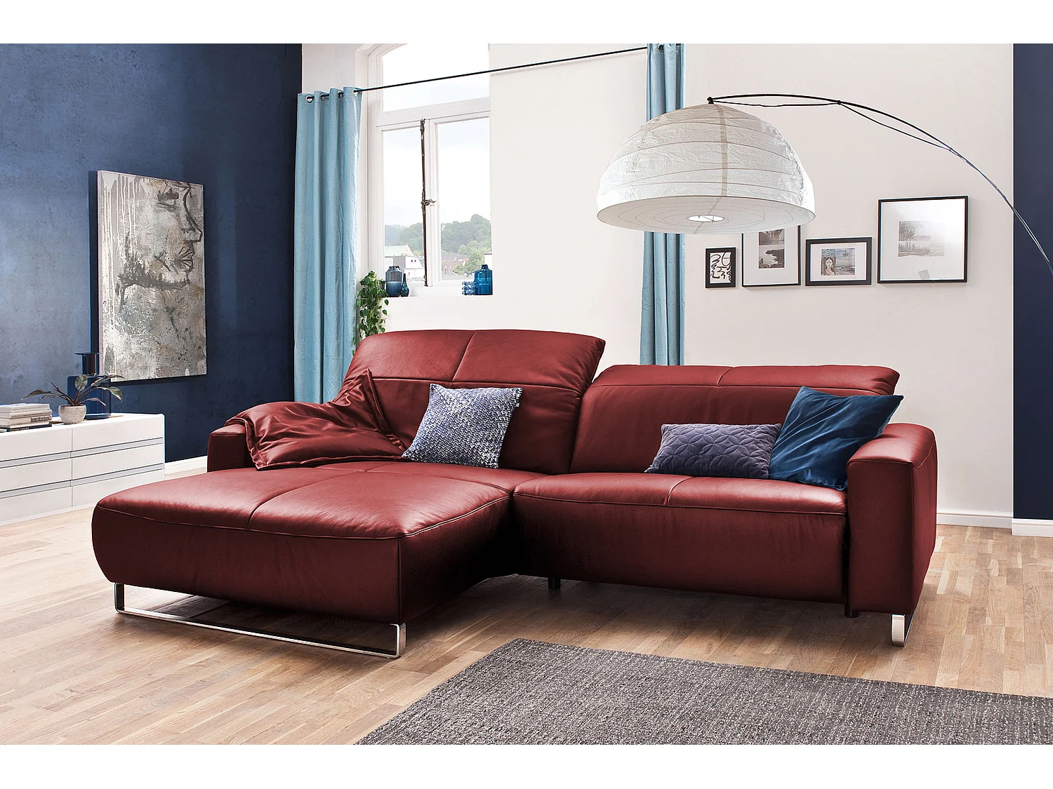 Ecksofa - Rot Leder - YORK
