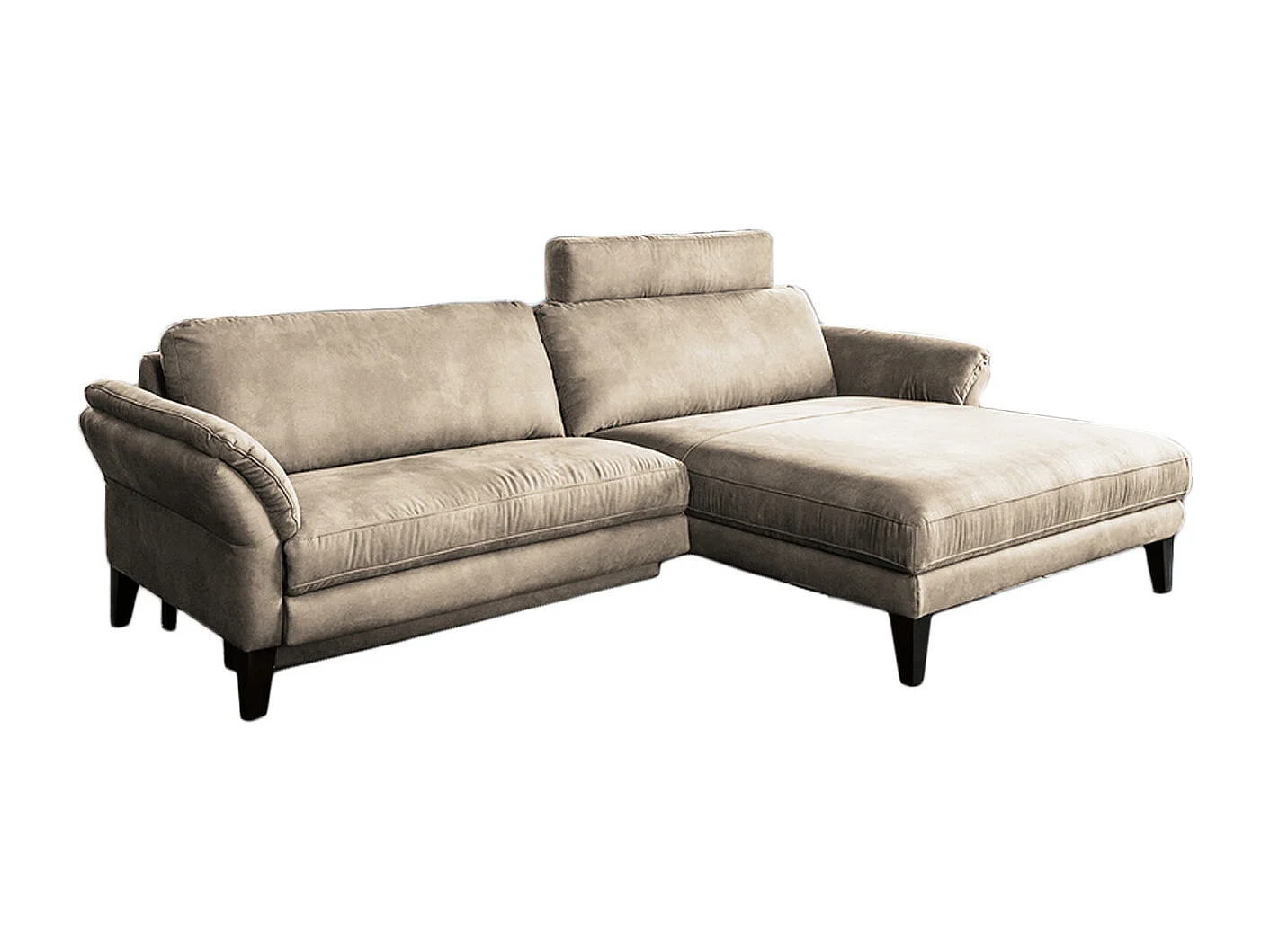 Ecksofa - Beige Webstoff - MALTA