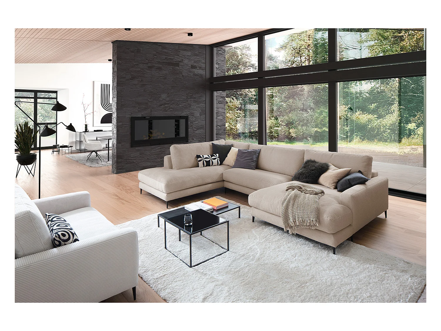 Wohnlandschaft - Taupe Cord - CARA