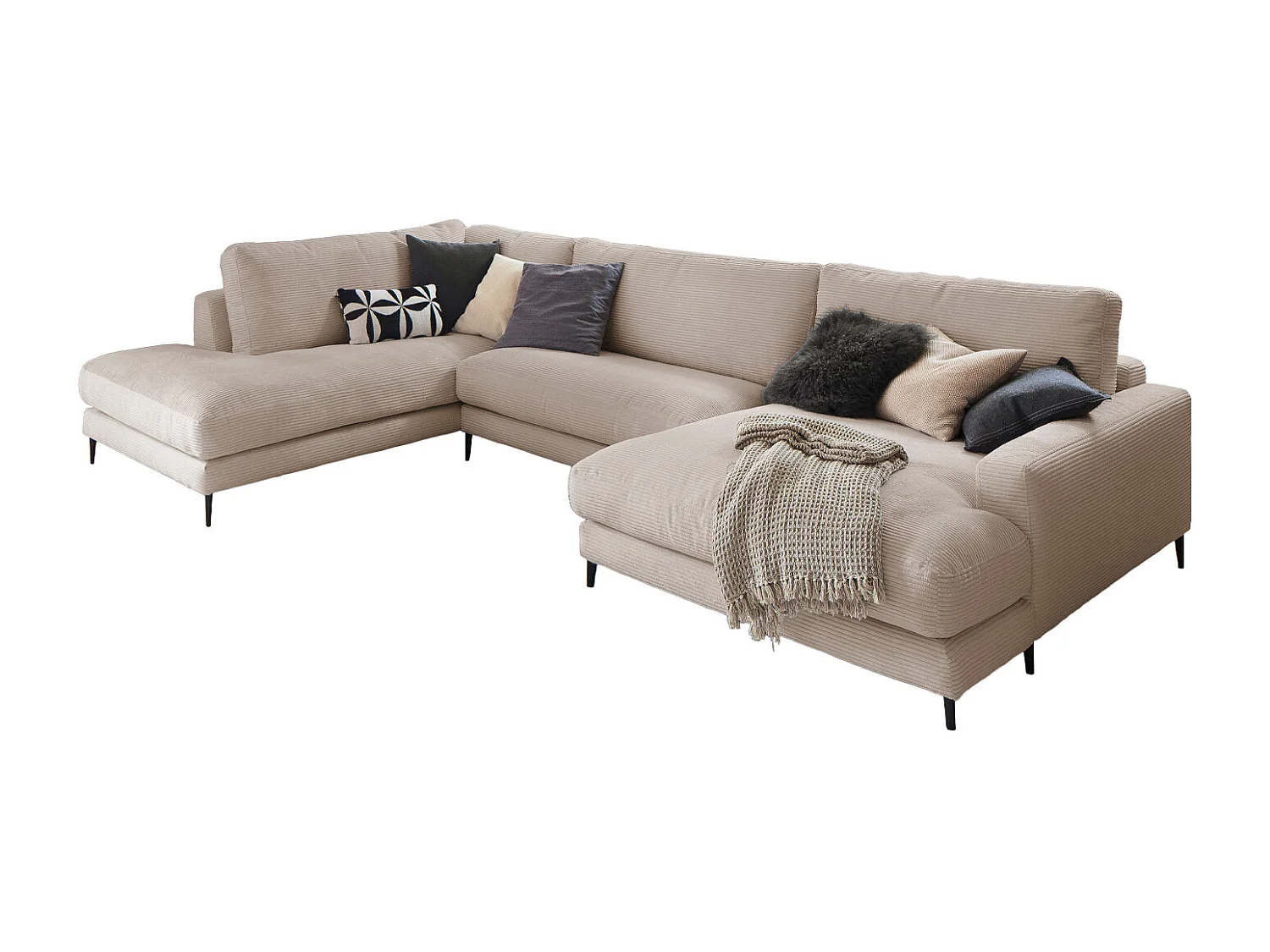 Canapé - taupe Velours côtelé - CARA