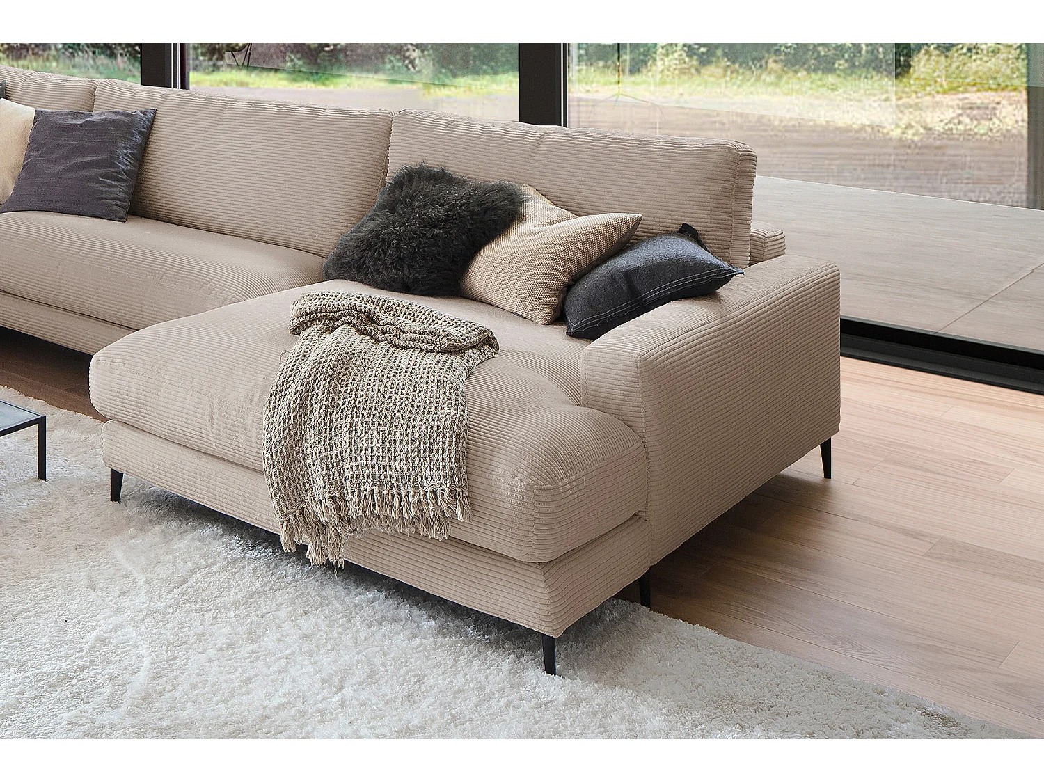 Canapé - taupe Velours côtelé - CARA