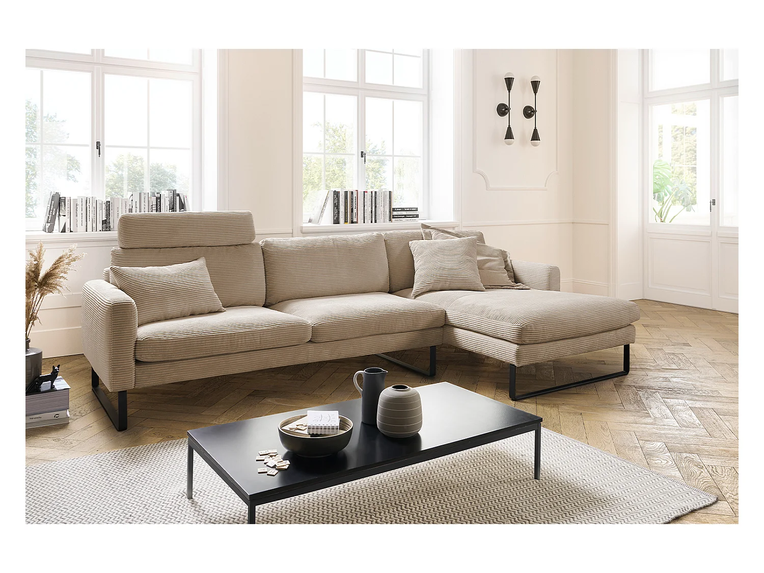 Ecksofa - Taupe Cord - RICARDA
