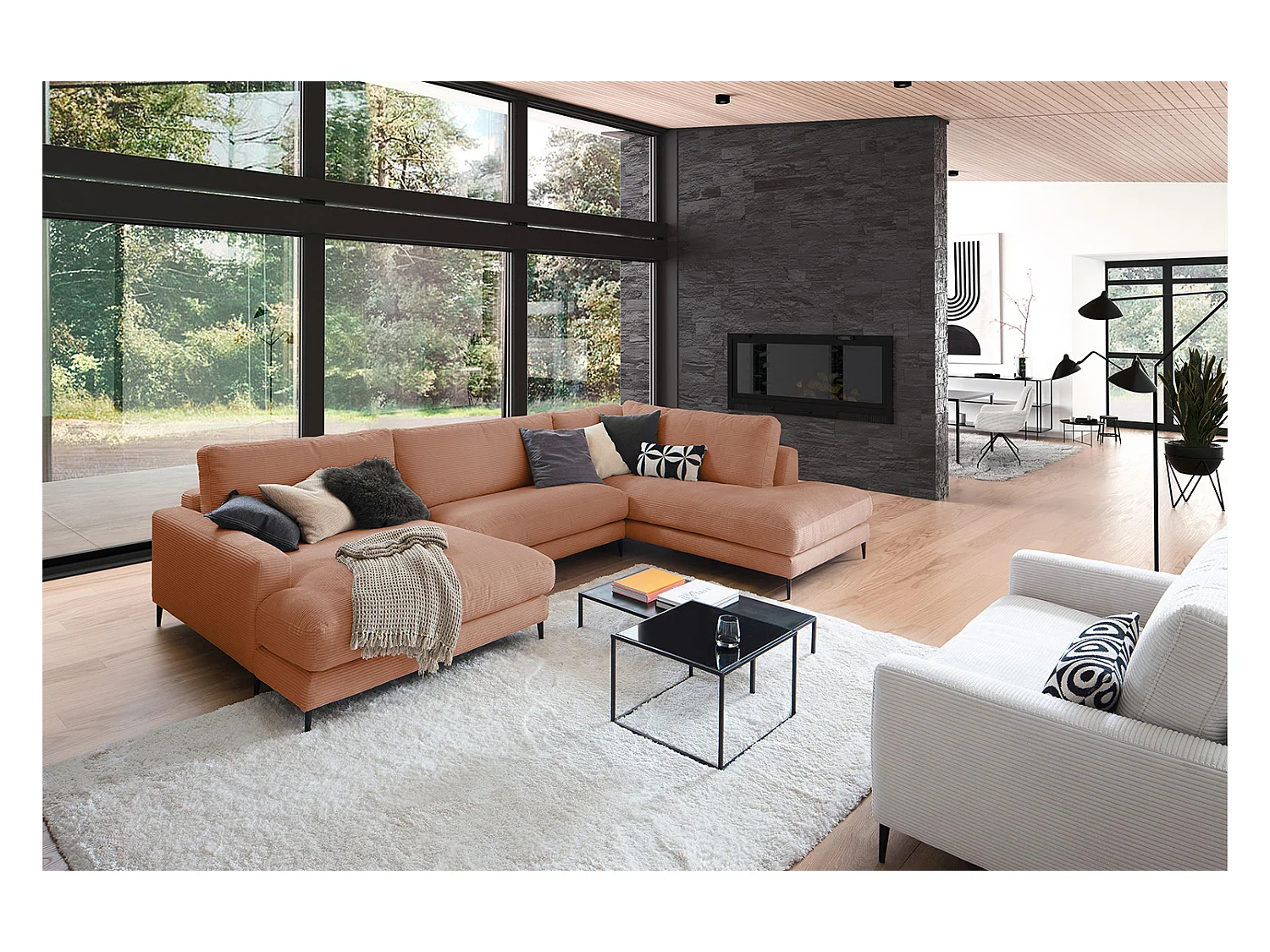 Wohnlandschaft - Braun Cord - CARA