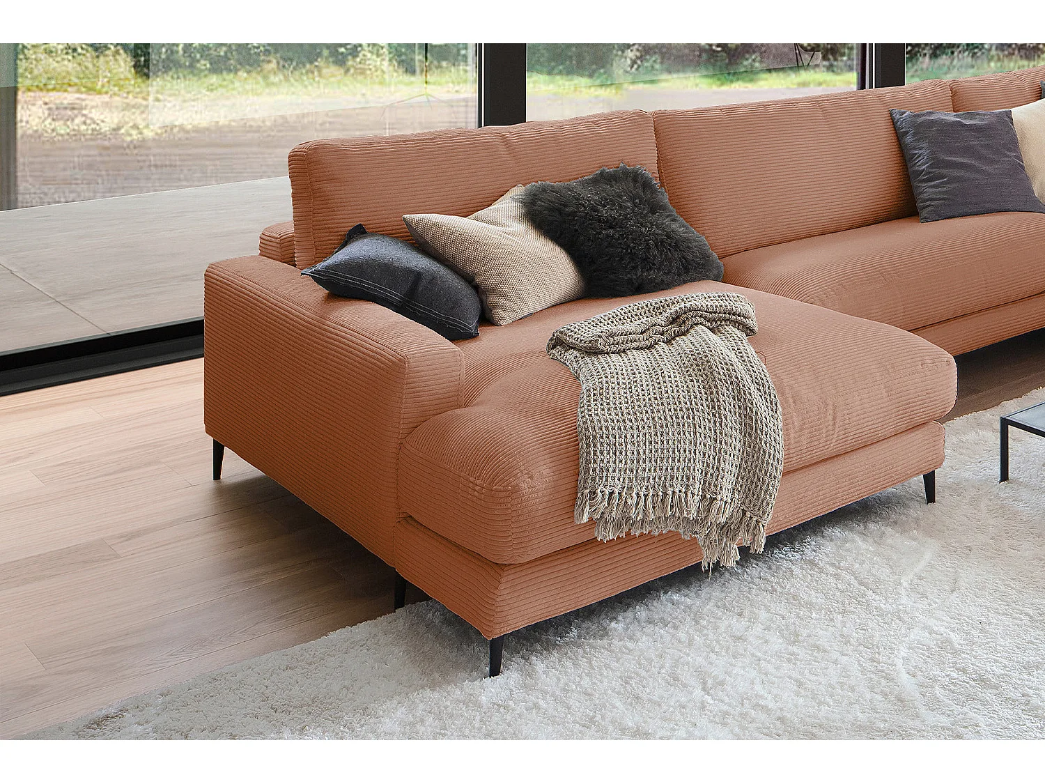 Canapé - marron Velours côtelé - CARA