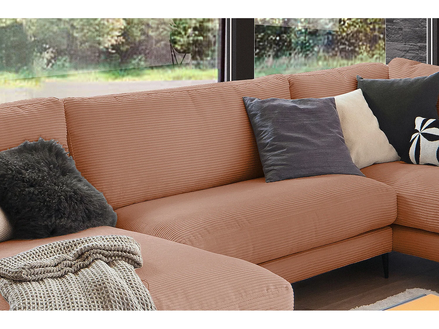 Canapé - marron Velours côtelé - CARA