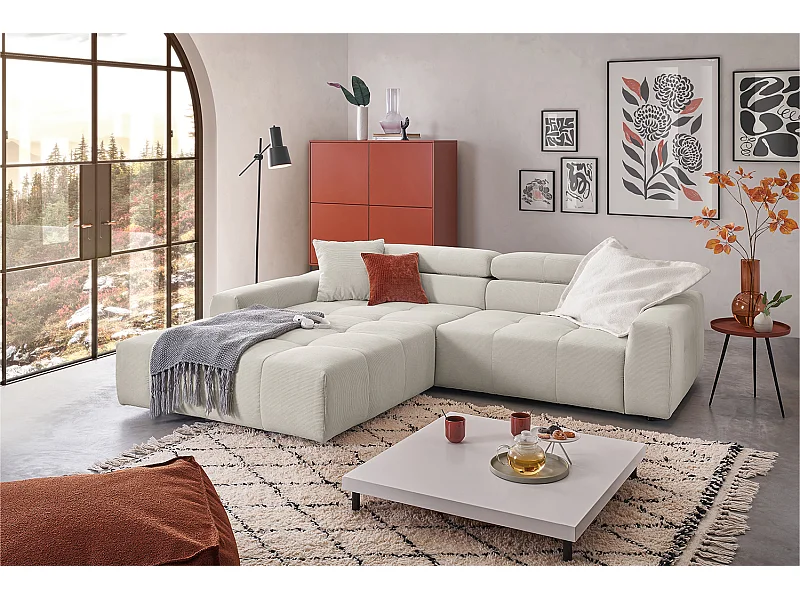 Ecksofa - Silber Cord - RENO