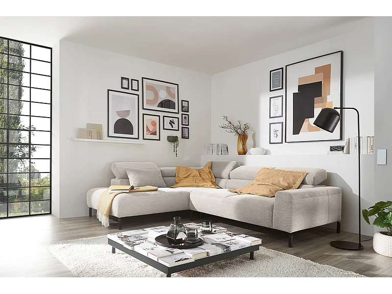 Ecksofa - Silber Cord - DELIA