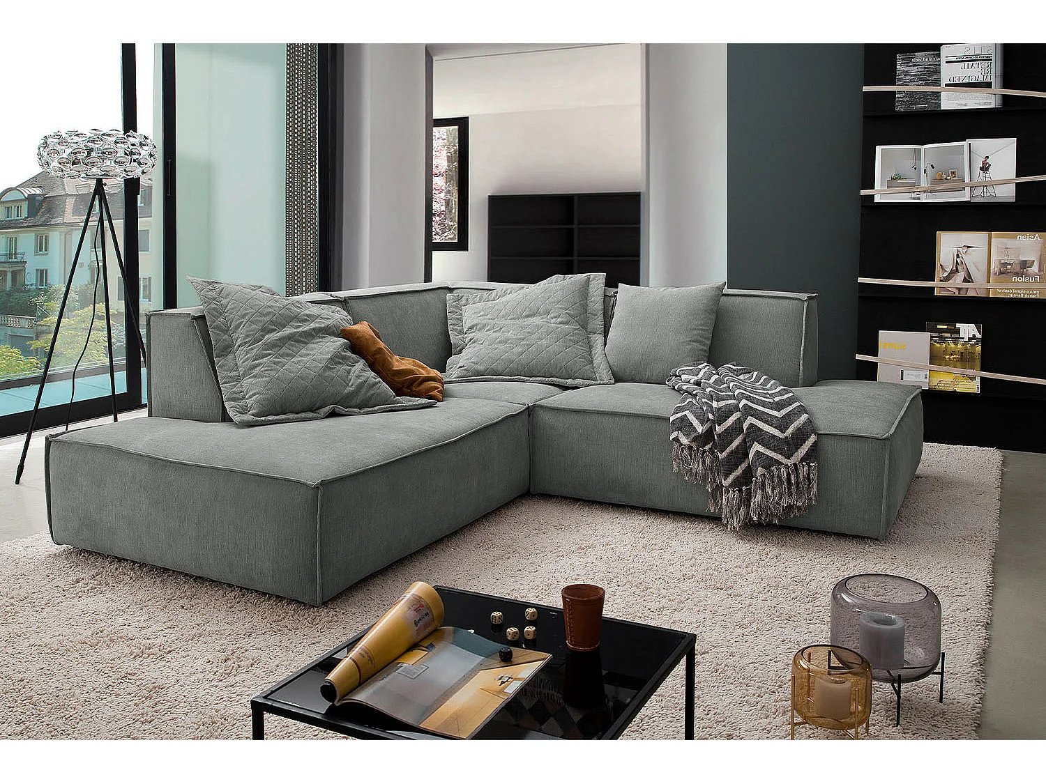 Hoekbank - Grijs Geweven stof - SAMU