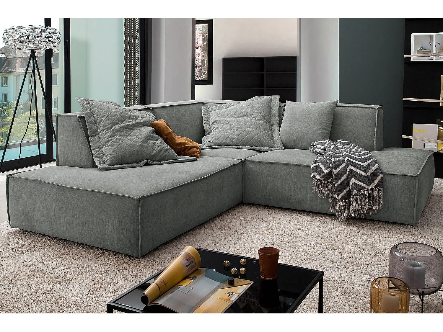 Hoekbank - Grijs Geweven stof - SAMU