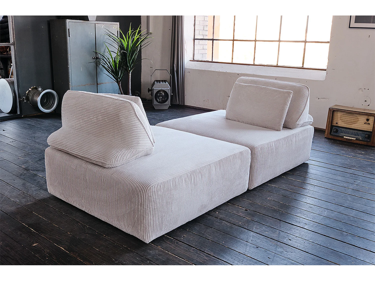 Modulsofa - Hellgrau Cord - WIOLO SOFT