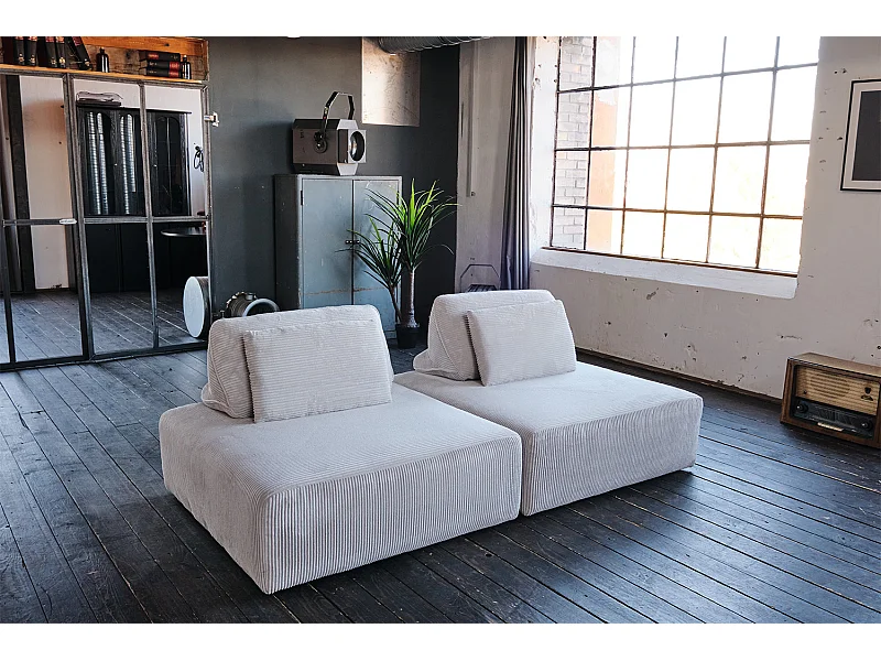 Modulsofa - Hellgrau Cord - WIOLO SOFT
