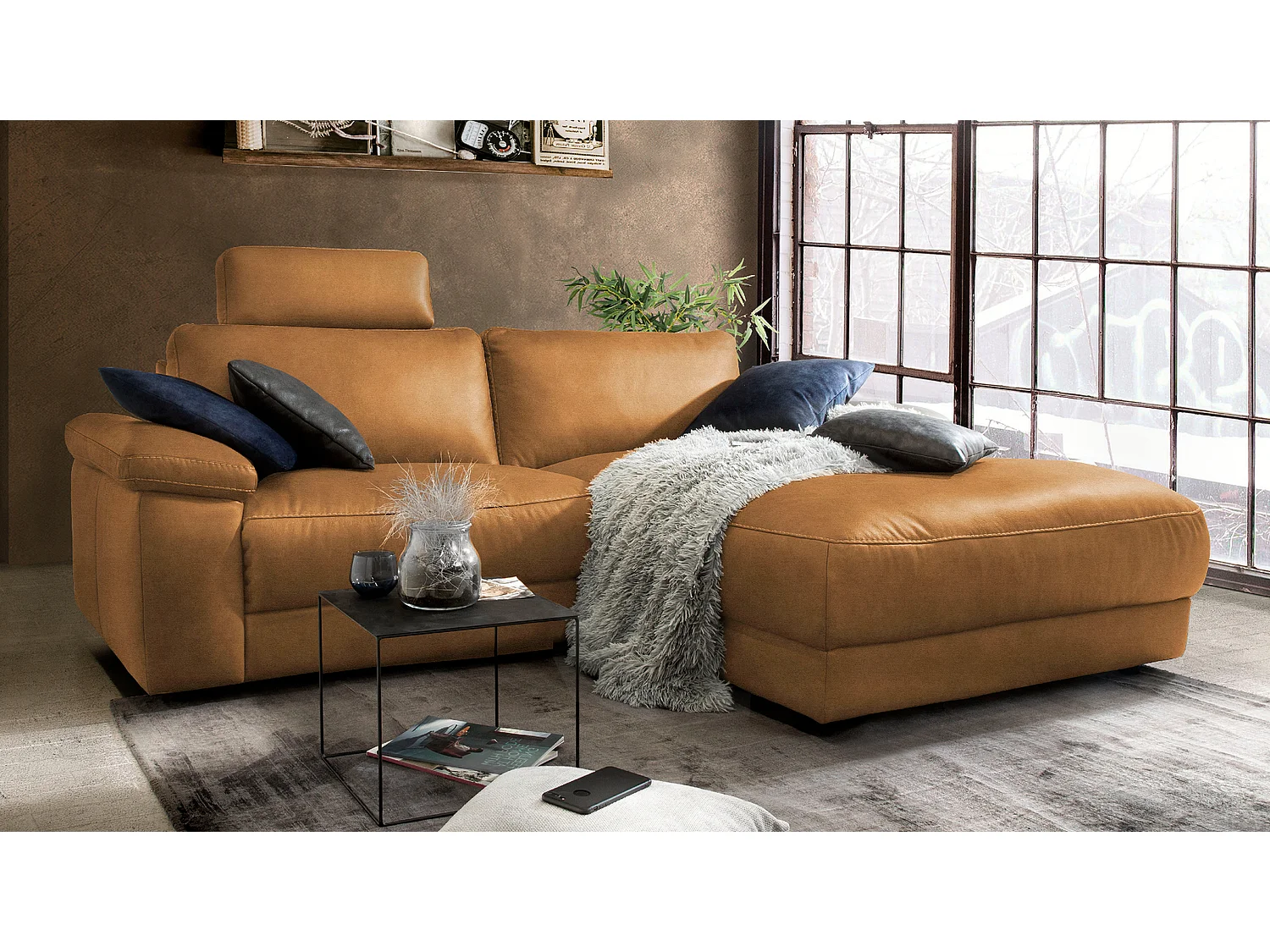 Hoekbank - Bruin Geweven stof - LOLA