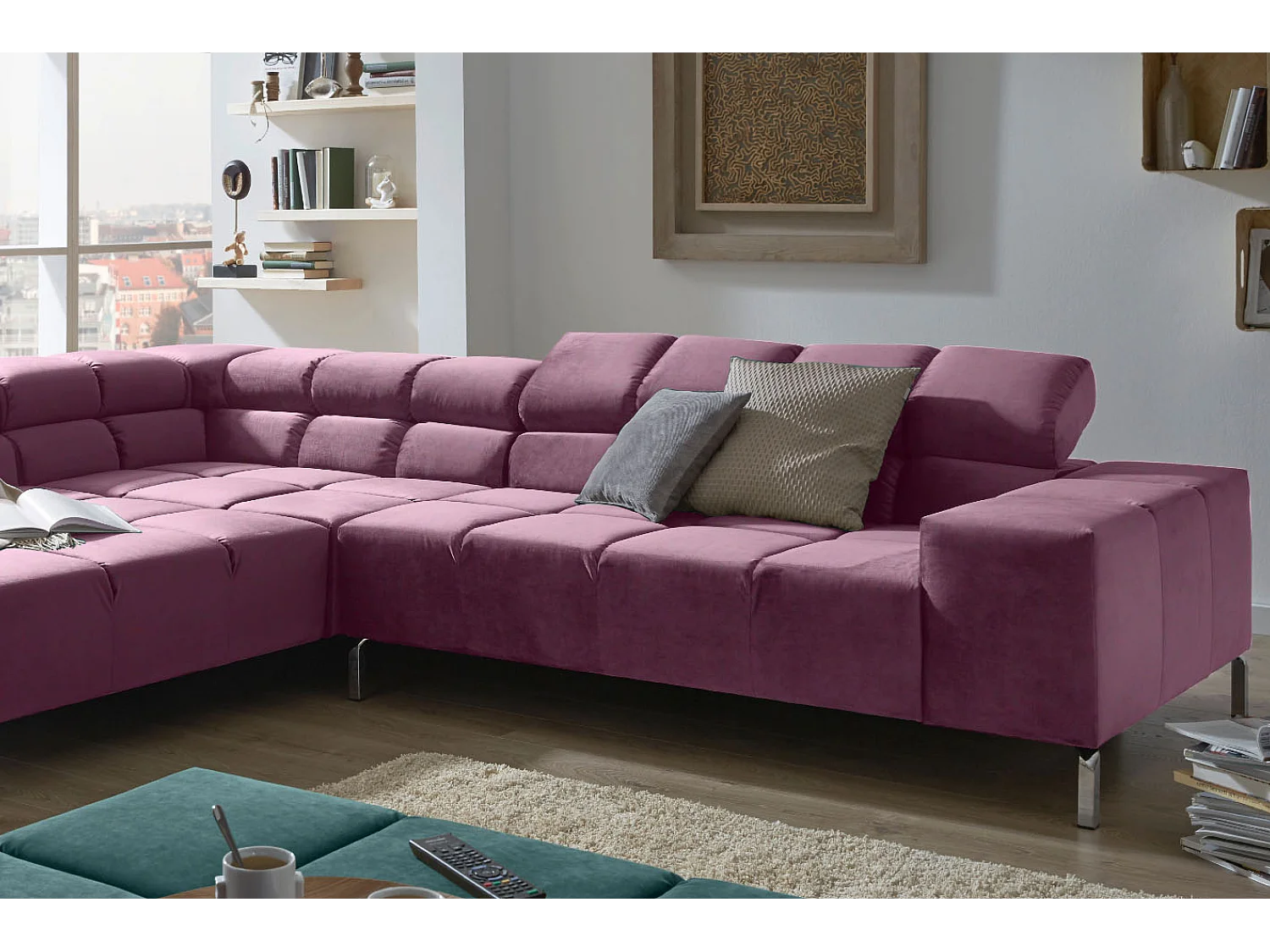 Ecksofa - Violett Velvet - NELSON
