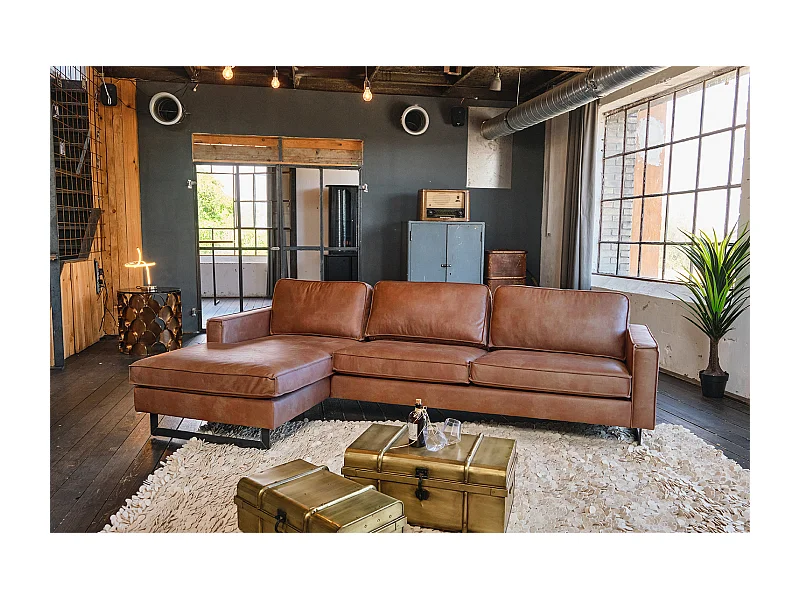 Ecksofa - Braun Kunstleder - VILNIUS