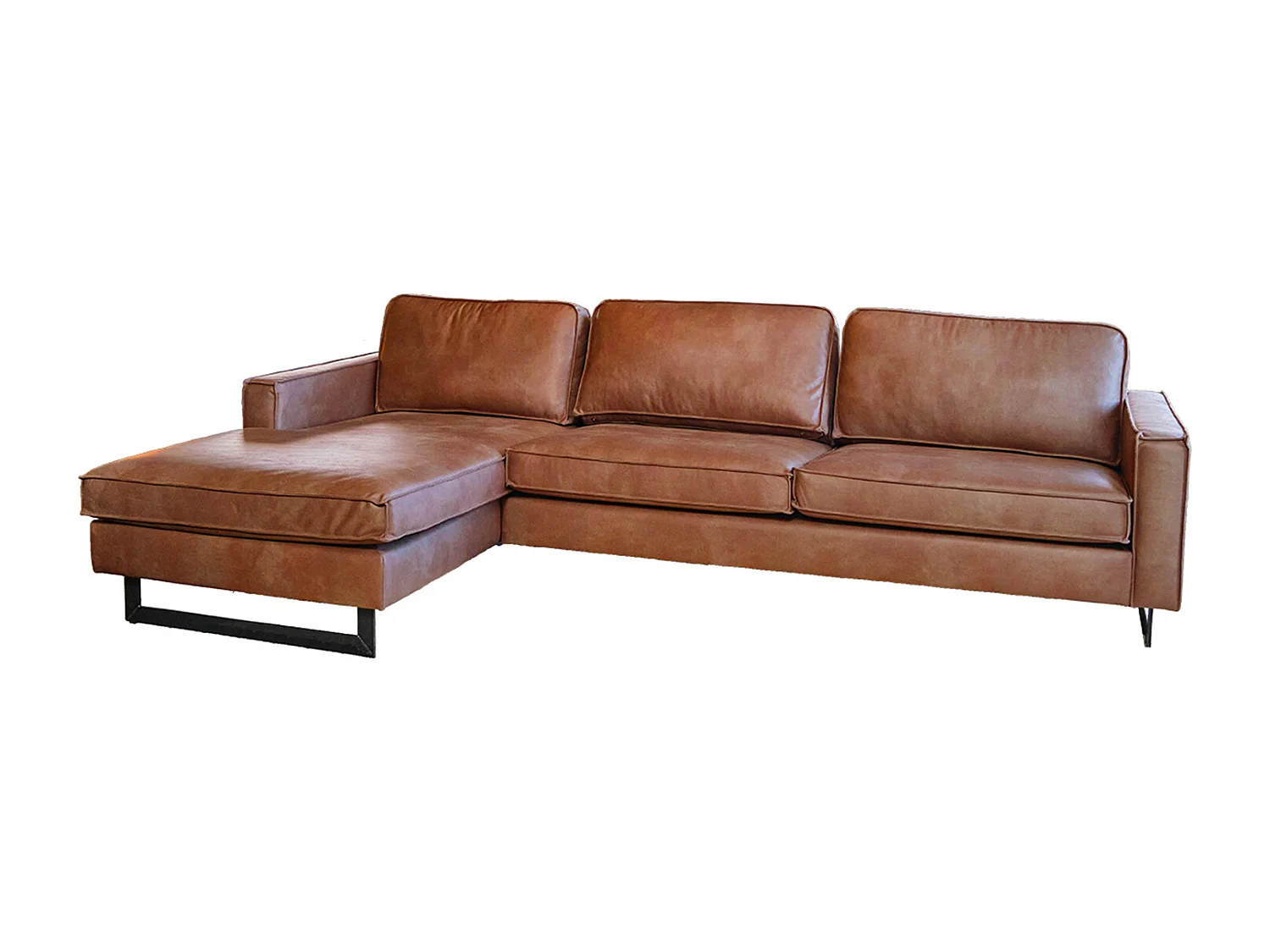 Sofá - marrón cuero sintético - VILNIUS