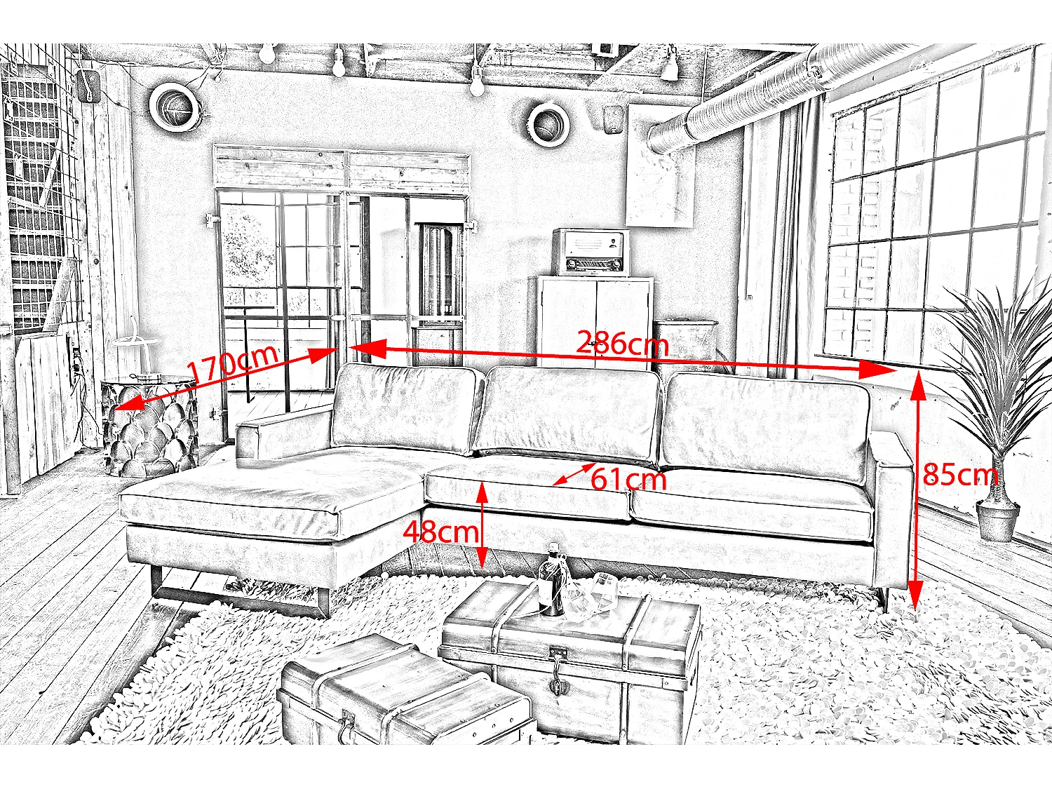 Sofá - marrón cuero sintético - VILNIUS