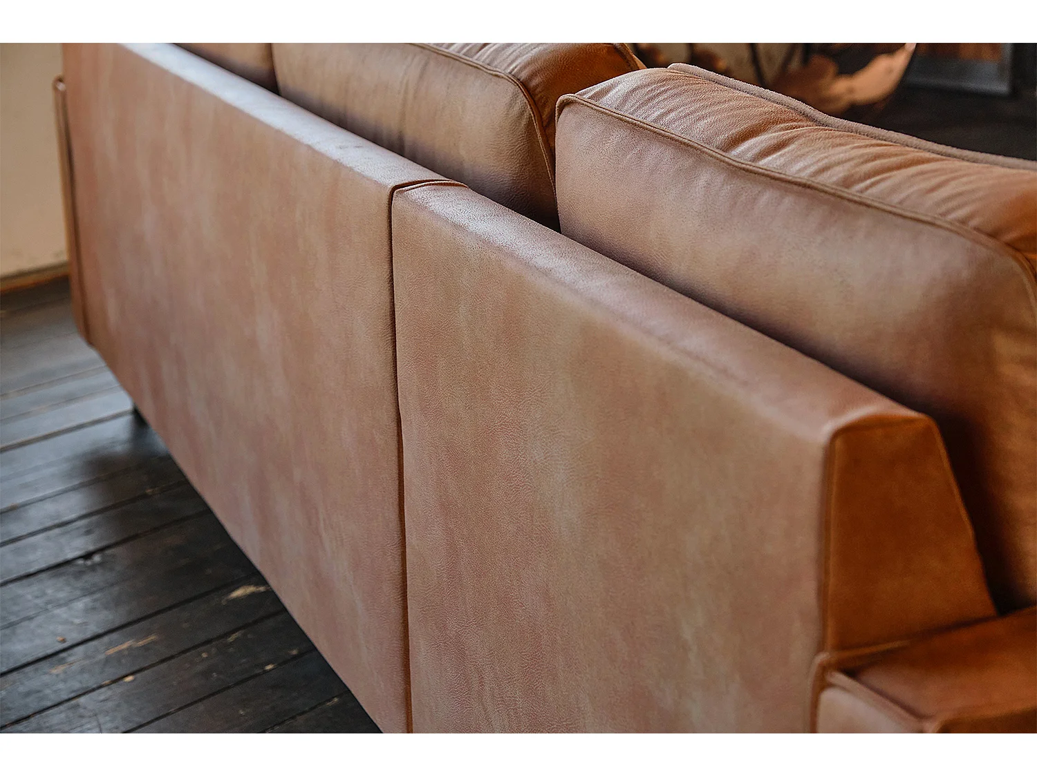 Sofá - marrón cuero sintético - VILNIUS