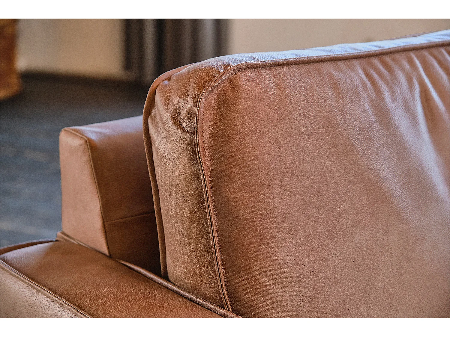 Sofá - marrón cuero sintético - VILNIUS