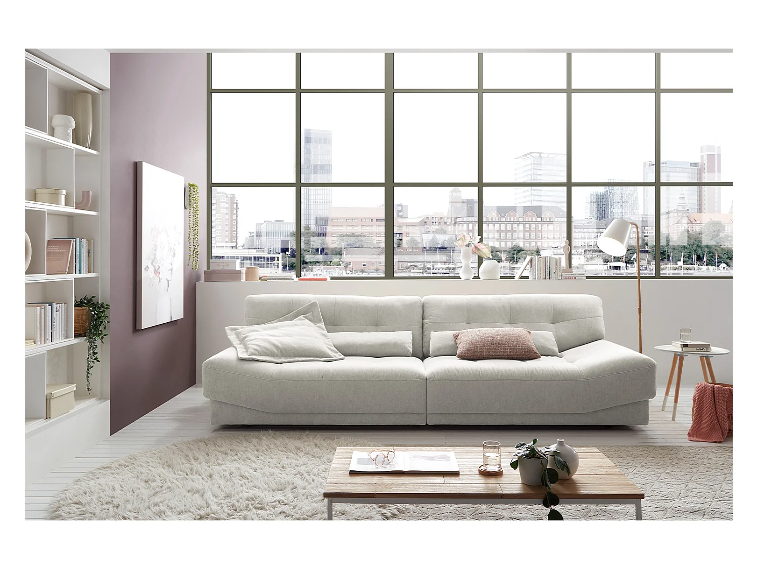 Sofa - Hellgrau Webstoff - MOZZA