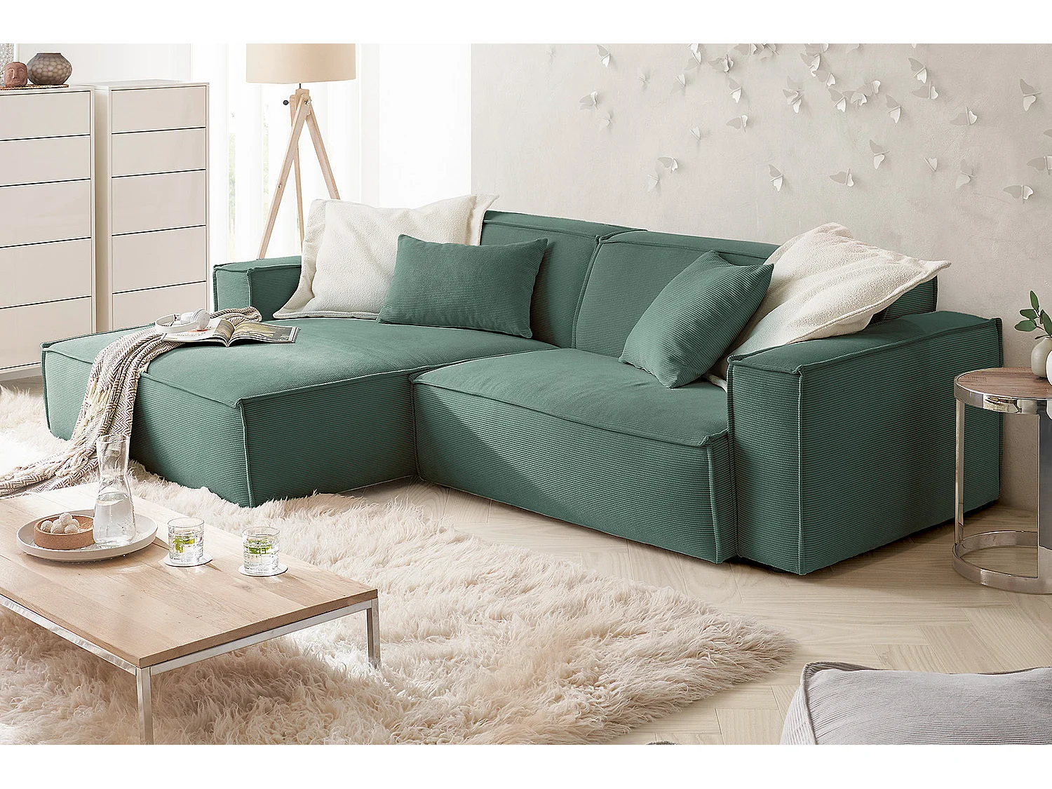 Ecksofa - Grün Cord - SAMU