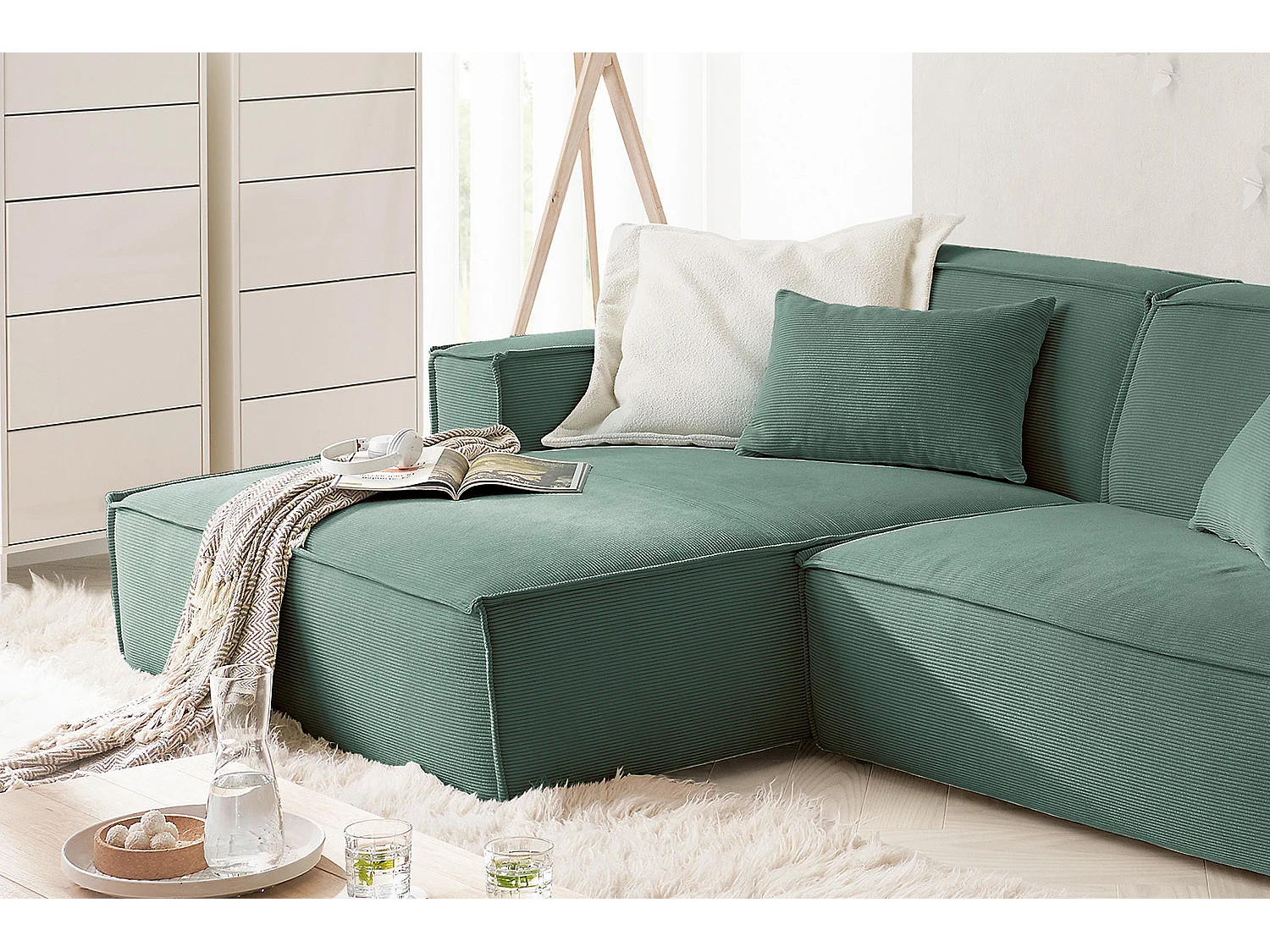 Ecksofa - Grün Cord - SAMU