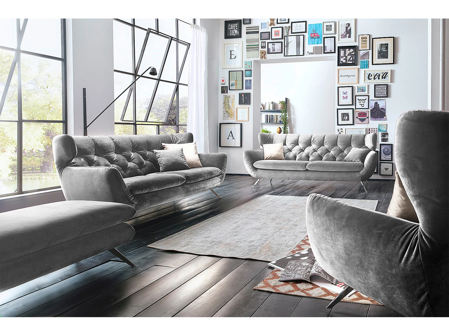 Sofa - Silber Velvet - CHARME