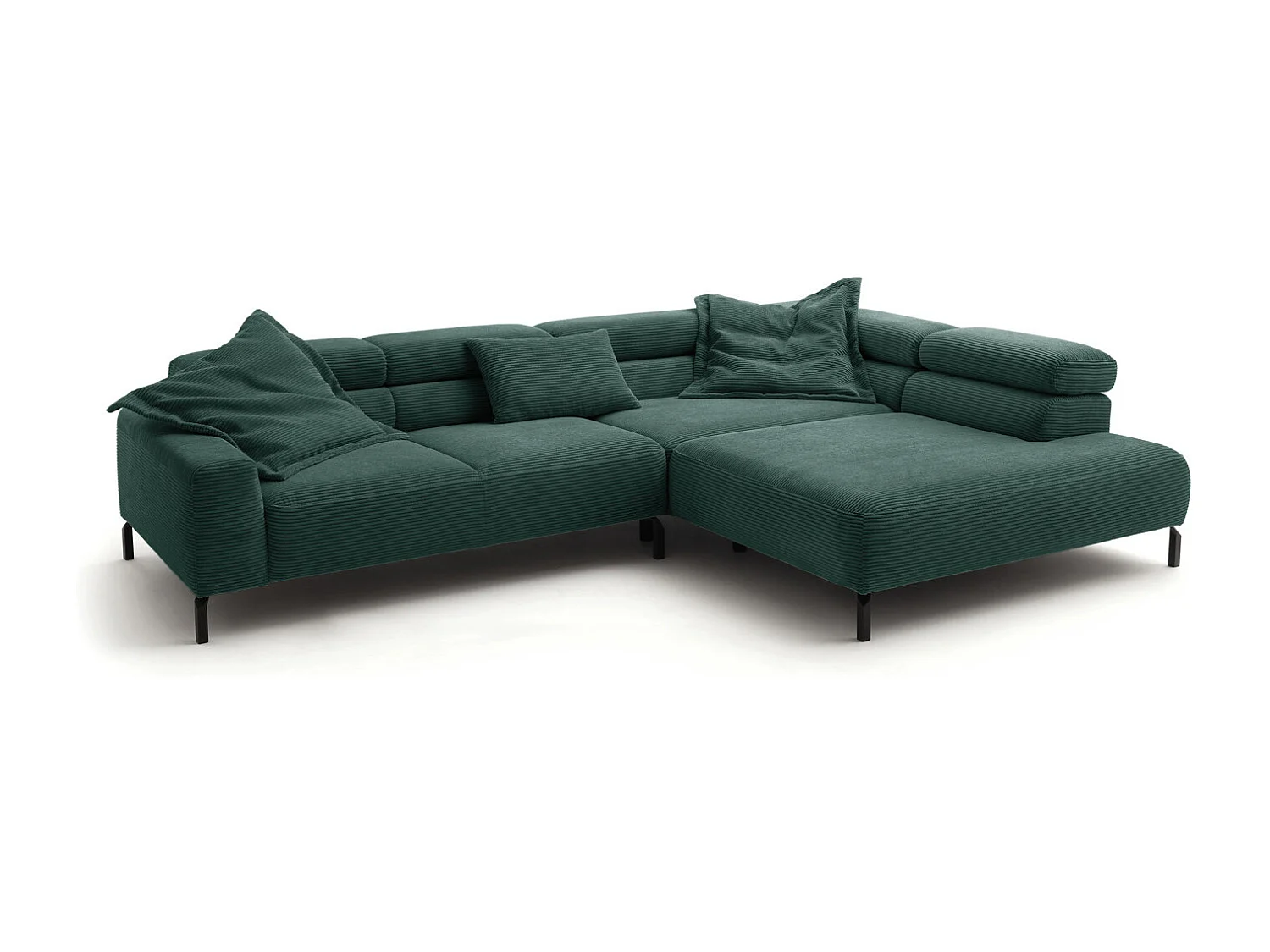 Ecksofa - Smaragdgrün Cord - DELIA