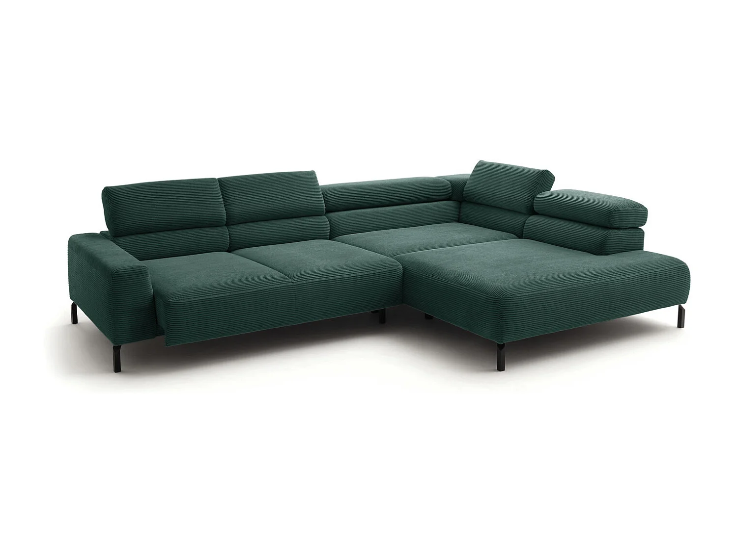 Ecksofa - Smaragdgrün Cord - DELIA