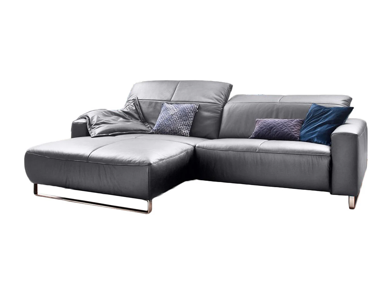 Ecksofa - Hellgrau Leder - YORK