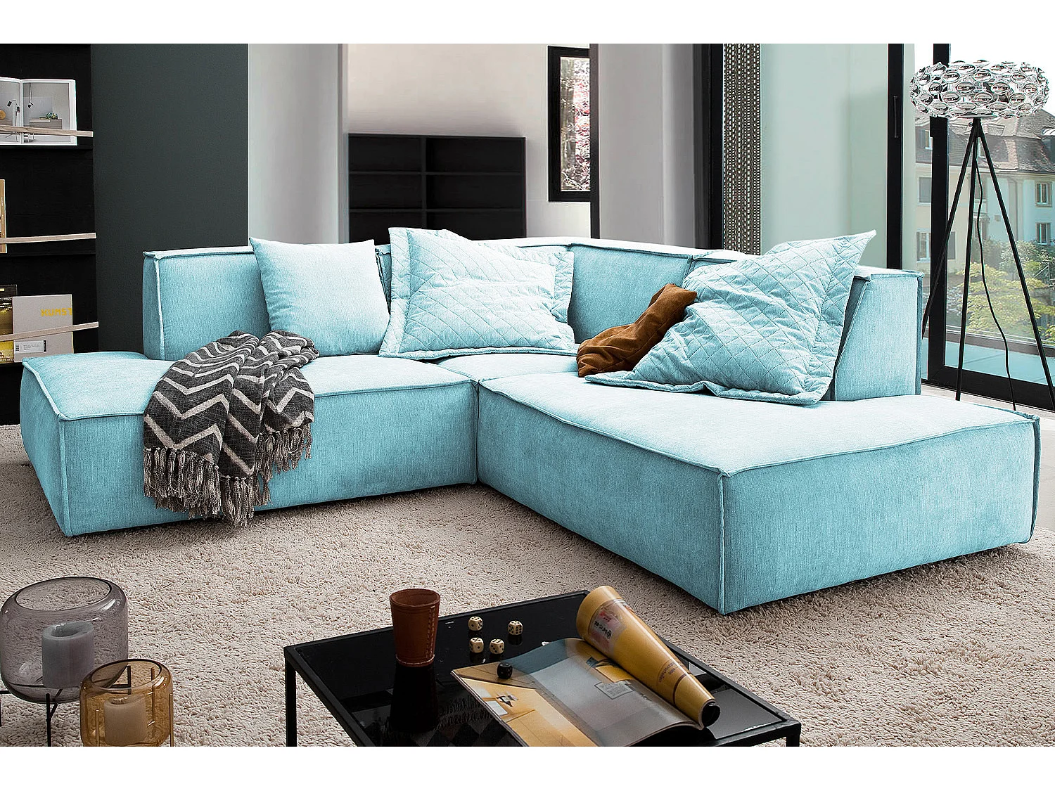 Canapé - bleu clair tissu tissé - SAMU