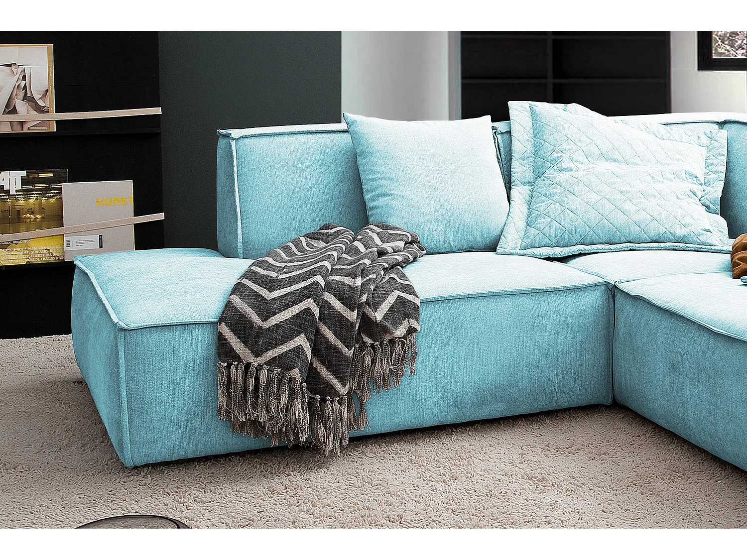 Canapé - bleu clair tissu tissé - SAMU