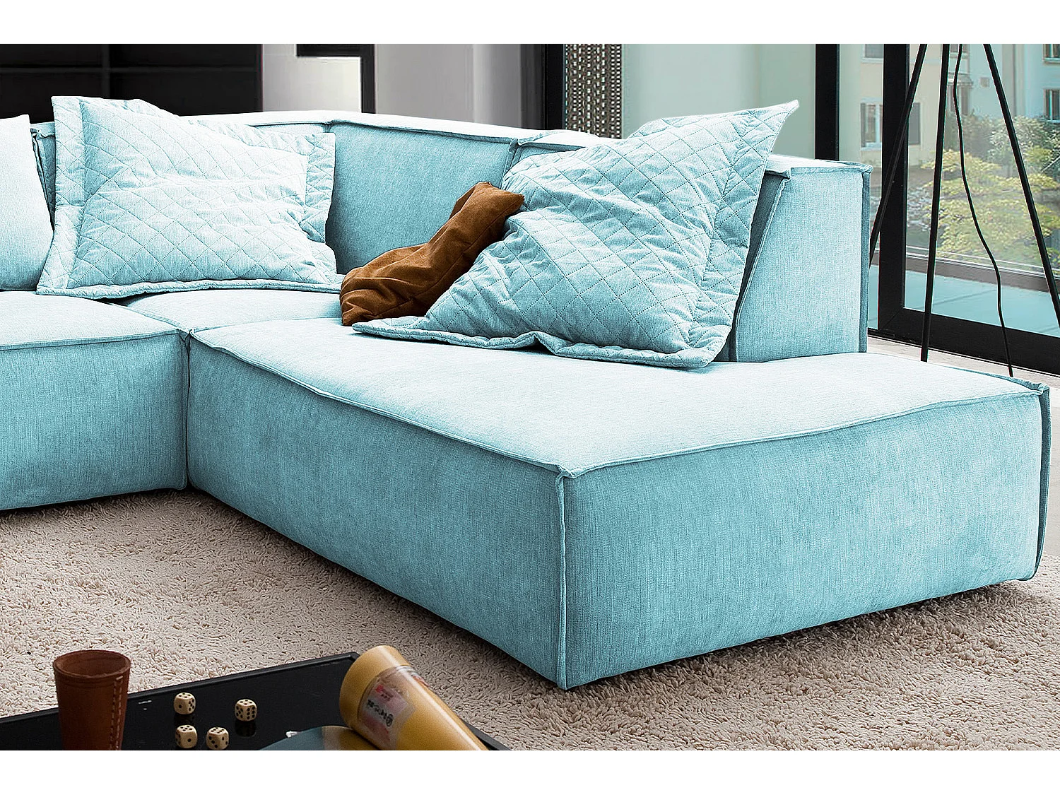 Canapé - bleu clair tissu tissé - SAMU