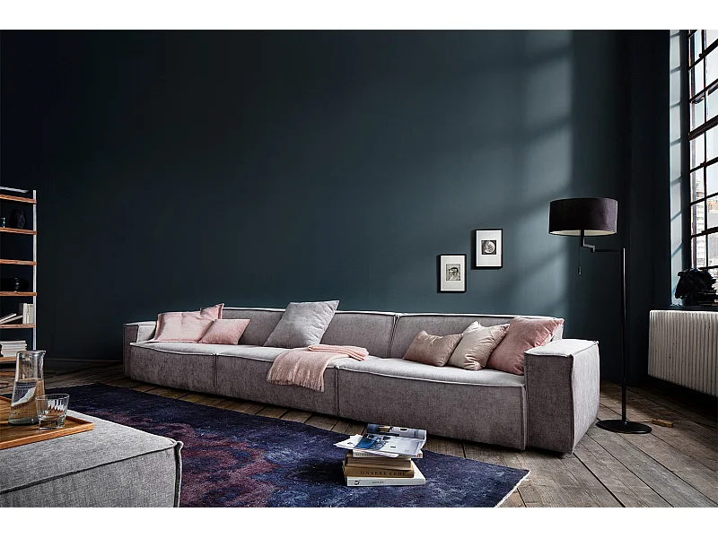 Riesensofa - Hellgrau Webstoff - SAMU