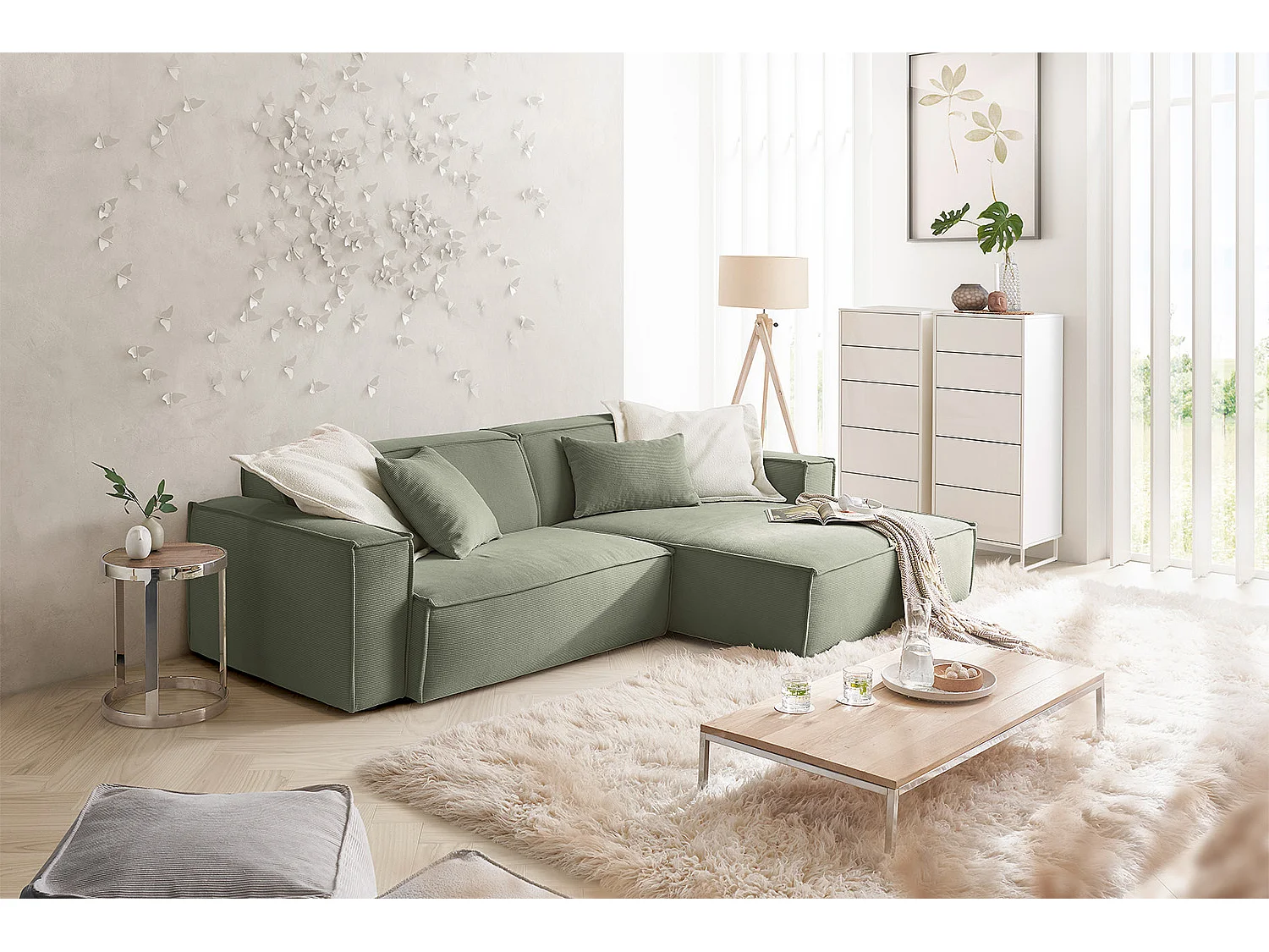 Divano - verde chiaro Velluto a coste - SAMU