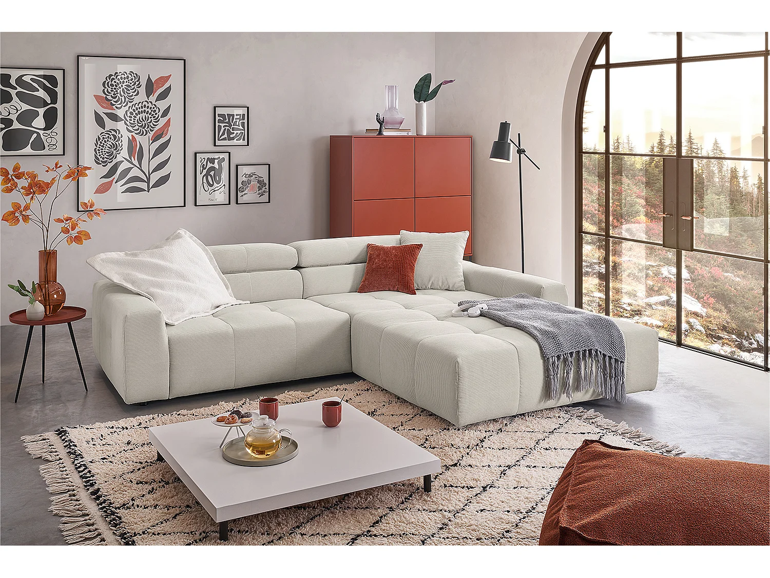 Ecksofa - Silber Cord - RENO