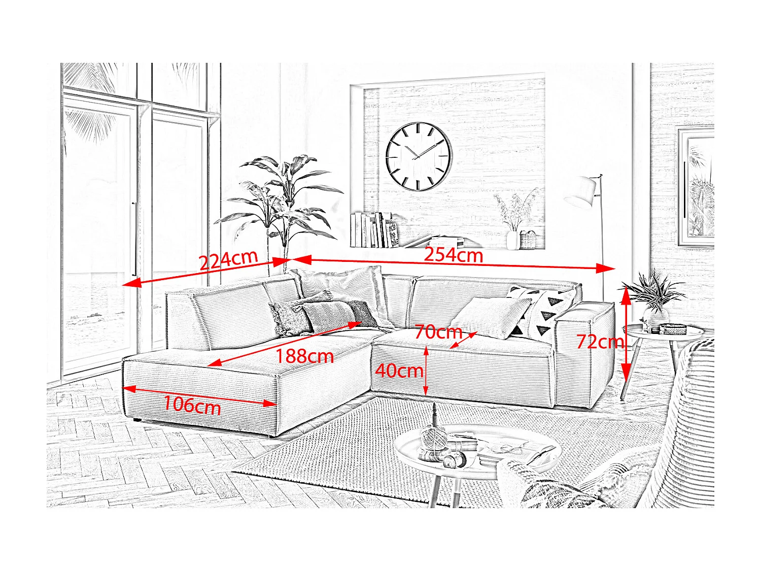 Ecksofa - Grün Cord - SAMU