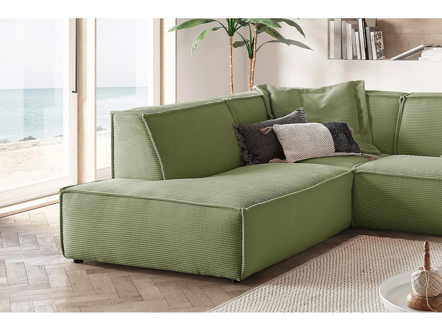 Divano angolare - verde Velluto a coste - SAMU
