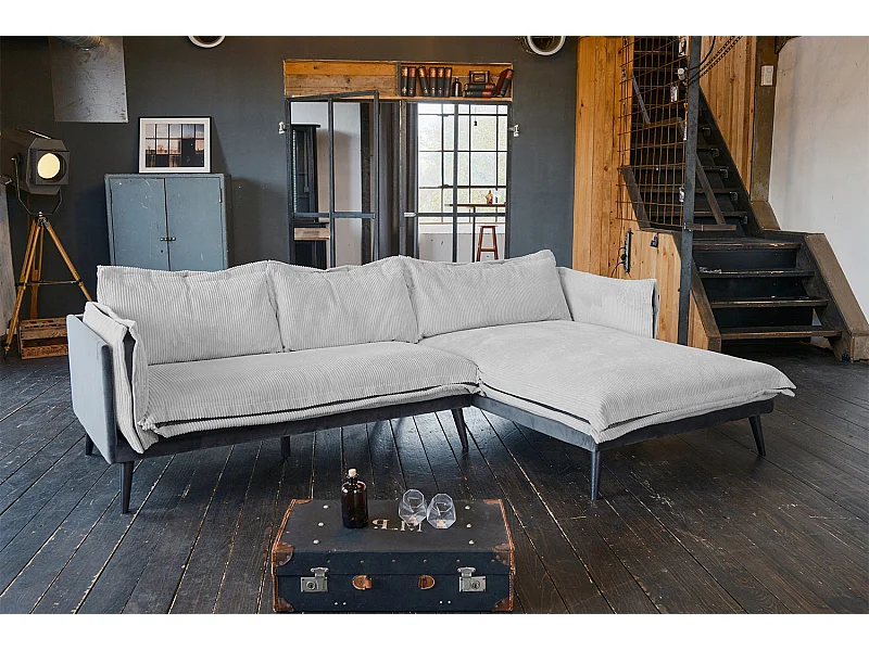 Sofá - gris claro terciopelo - QUENYA