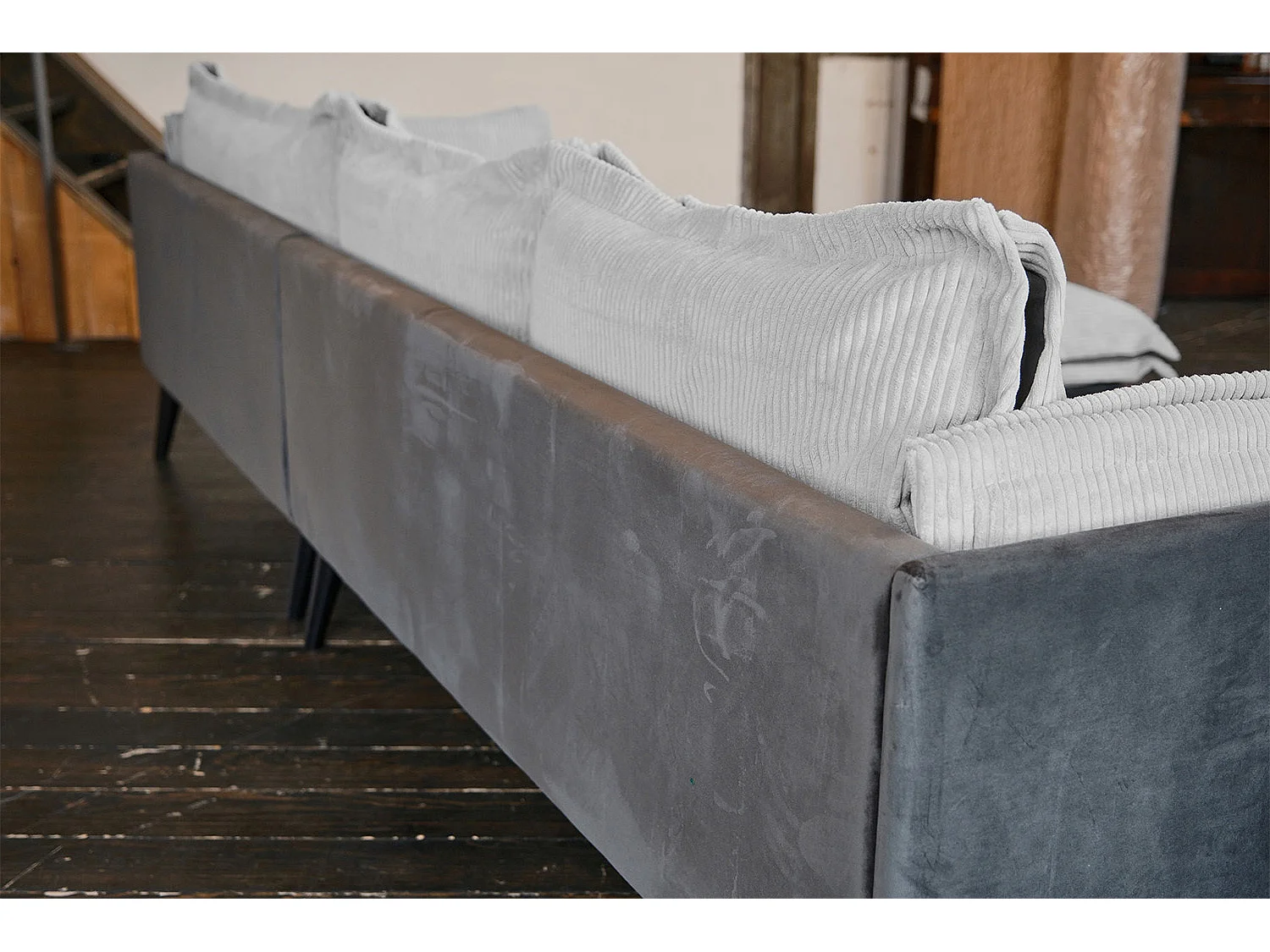 Ecksofa - Hellgrau Velvet - QUENYA