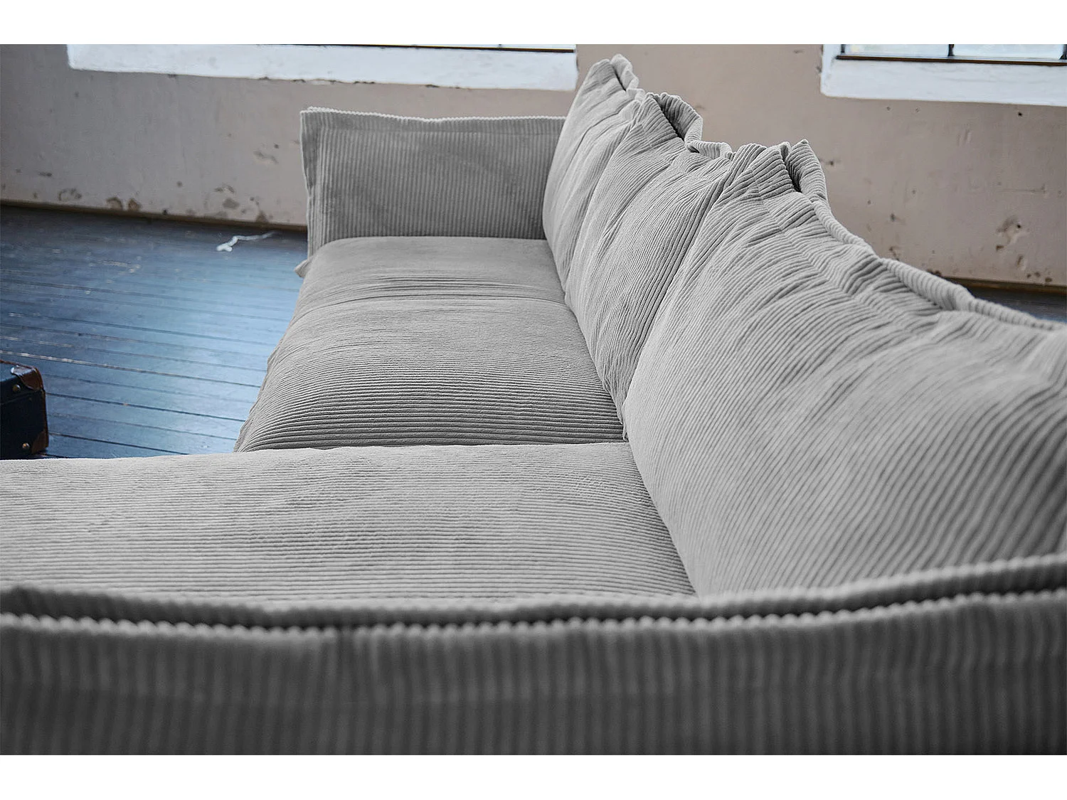 Ecksofa - Hellgrau Velvet - QUENYA