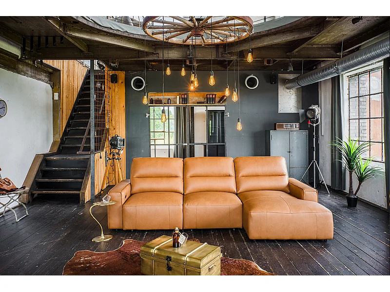 Sofá - marrón piel - DORI