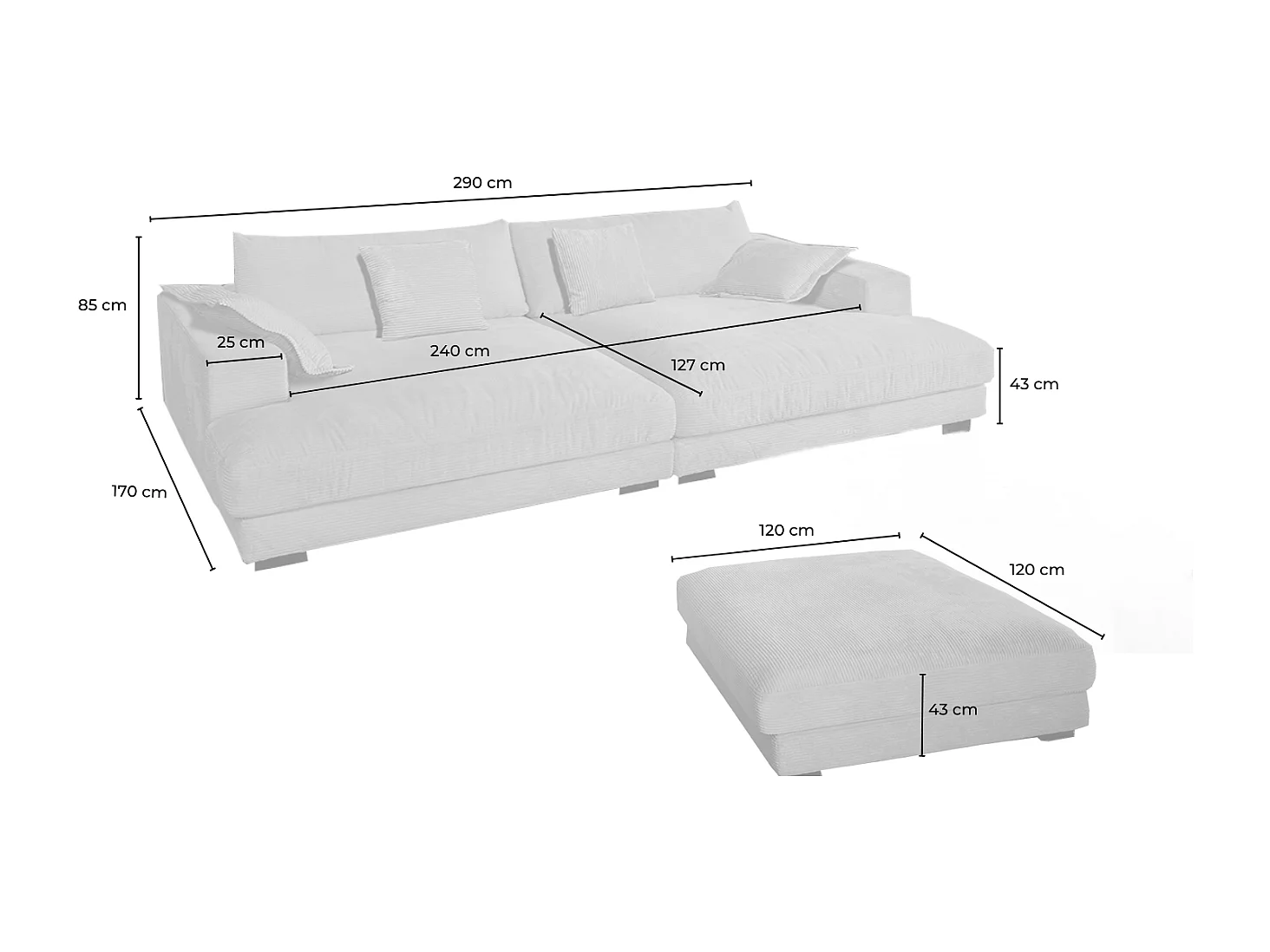 Set - bianco crema Velluto a coste - MADELINE