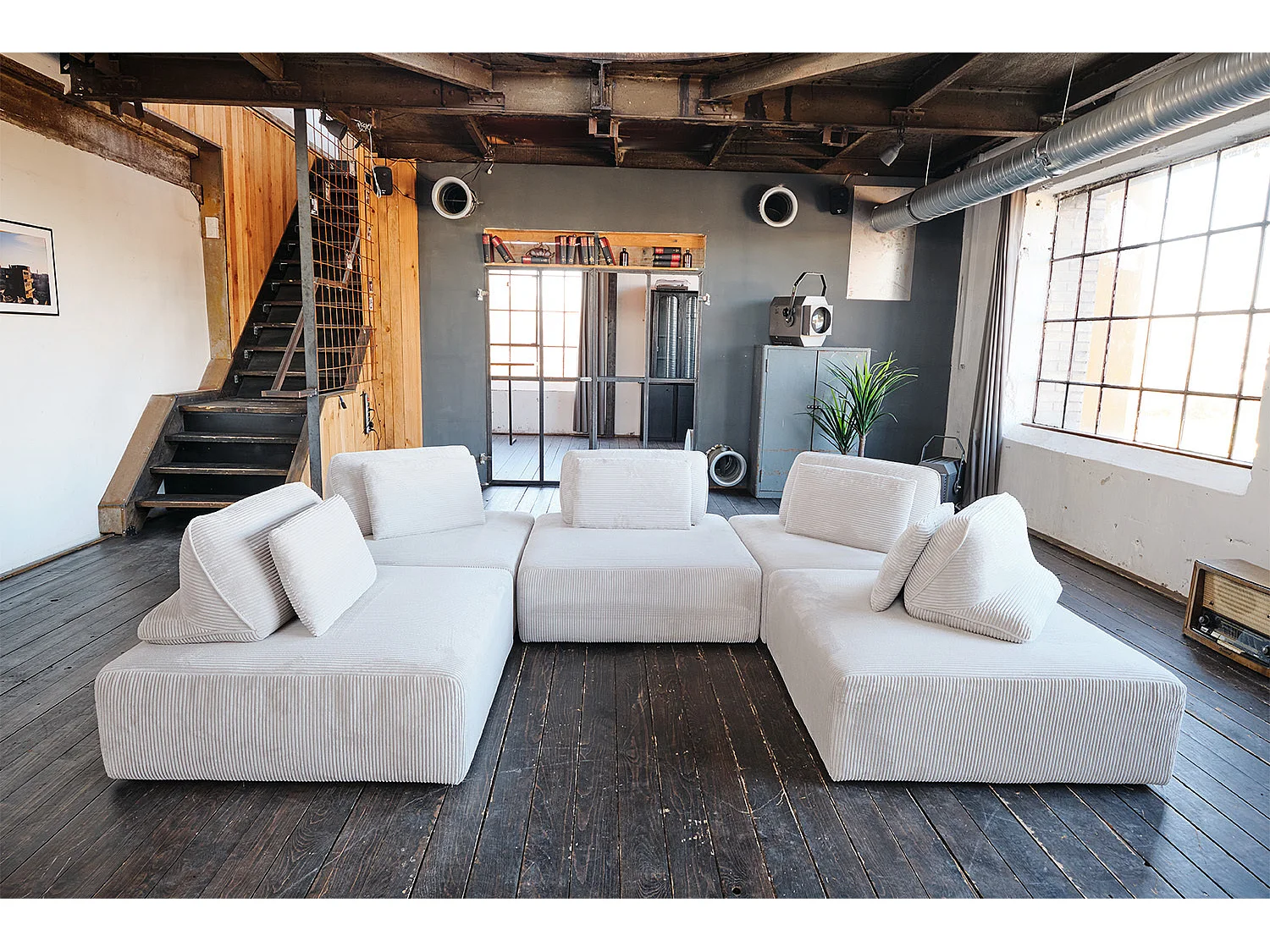 Modulsofa - Hellgrau Cord - WIOLO SOFT