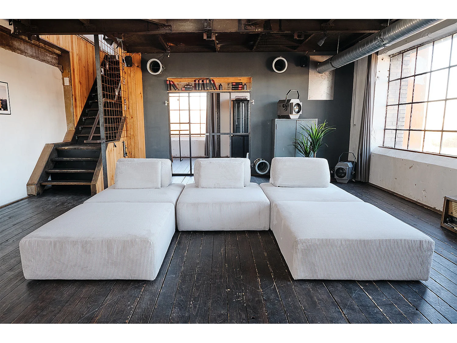 Canapé modulaire - gris clair Velours côtelé - WIOLO SOFT