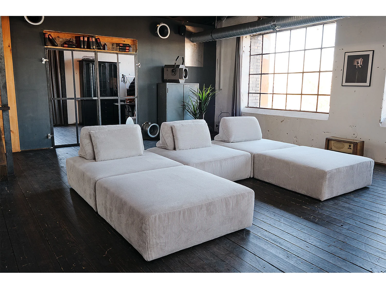 Canapé modulaire - gris clair Velours côtelé - WIOLO SOFT