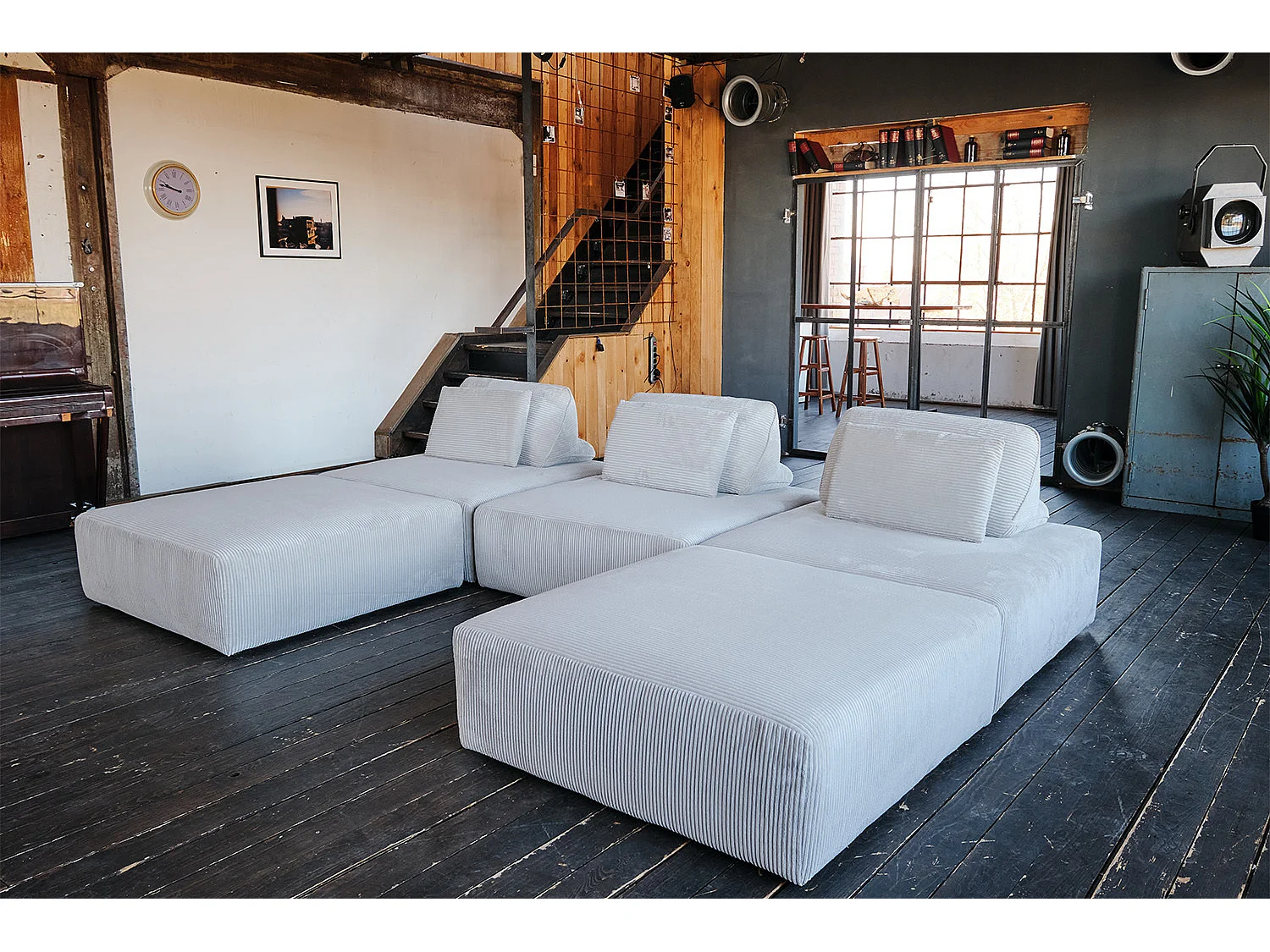 Canapé modulaire - gris clair Velours côtelé - WIOLO SOFT