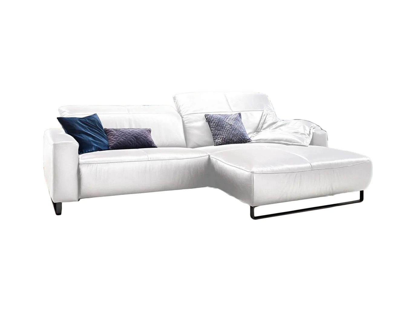 Ecksofa - Weiß Leder - YORK